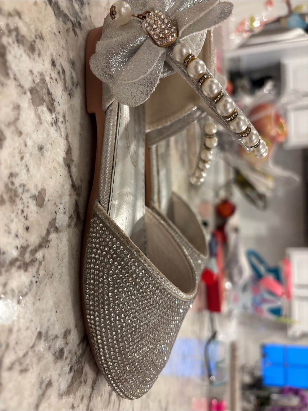 Elegant Silver Pearl-Embellished Kids